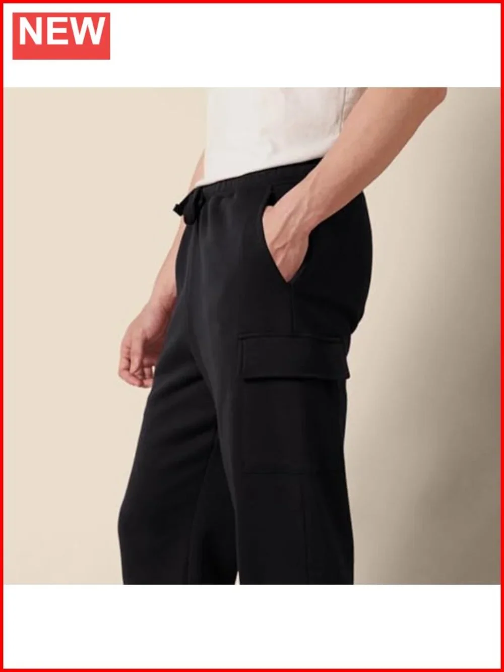Men's Relaxed Fit Cargo Fleece Sweatpants Open Bottom
